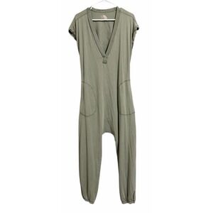 Free People Algues Marines Short Sleeve Hot Shot V-Neck Cut-Out Back Jumpsuit S